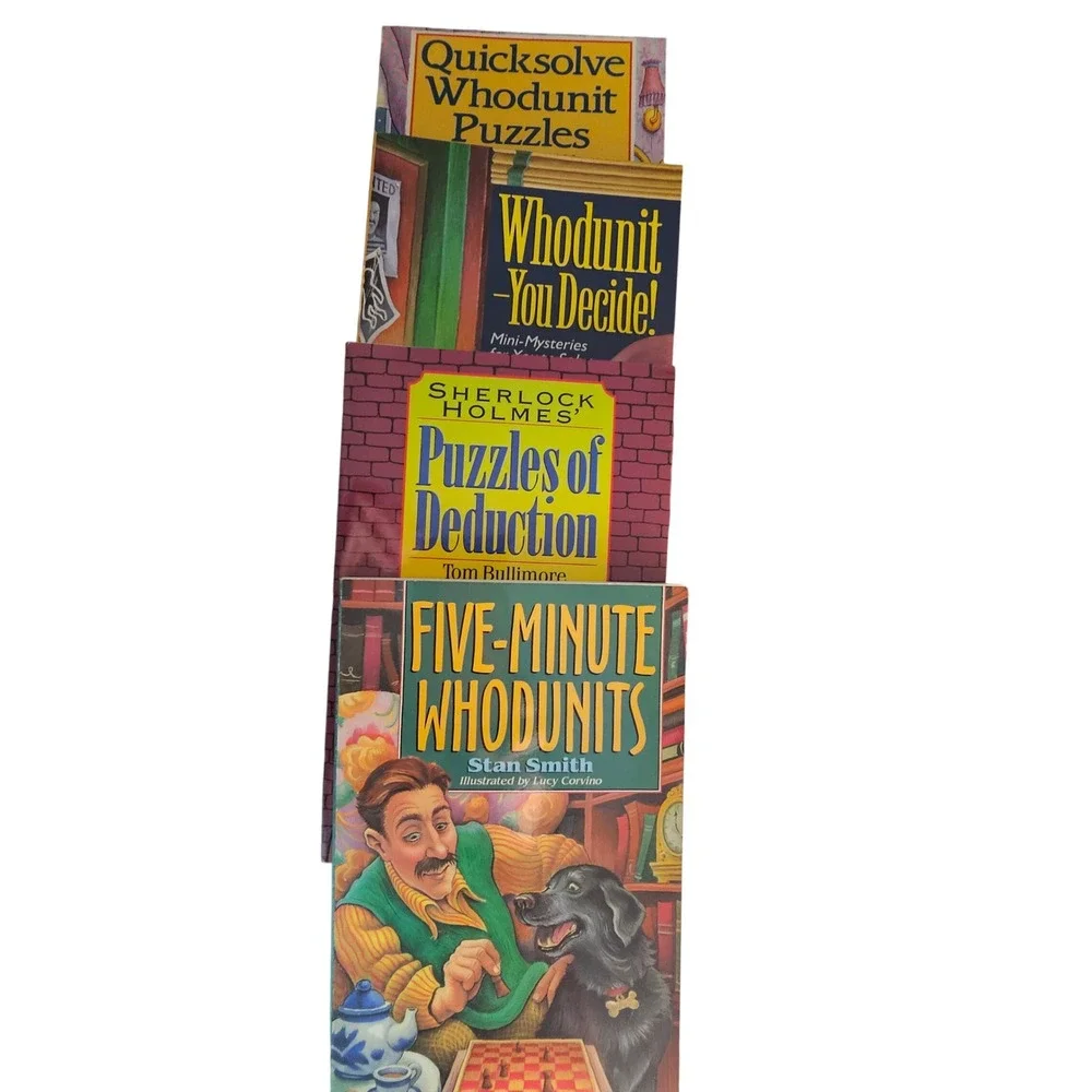 Whodunit Mystery Puzzle Book Lot of 4 Sherlock Holmes Five Minute Quicksolve